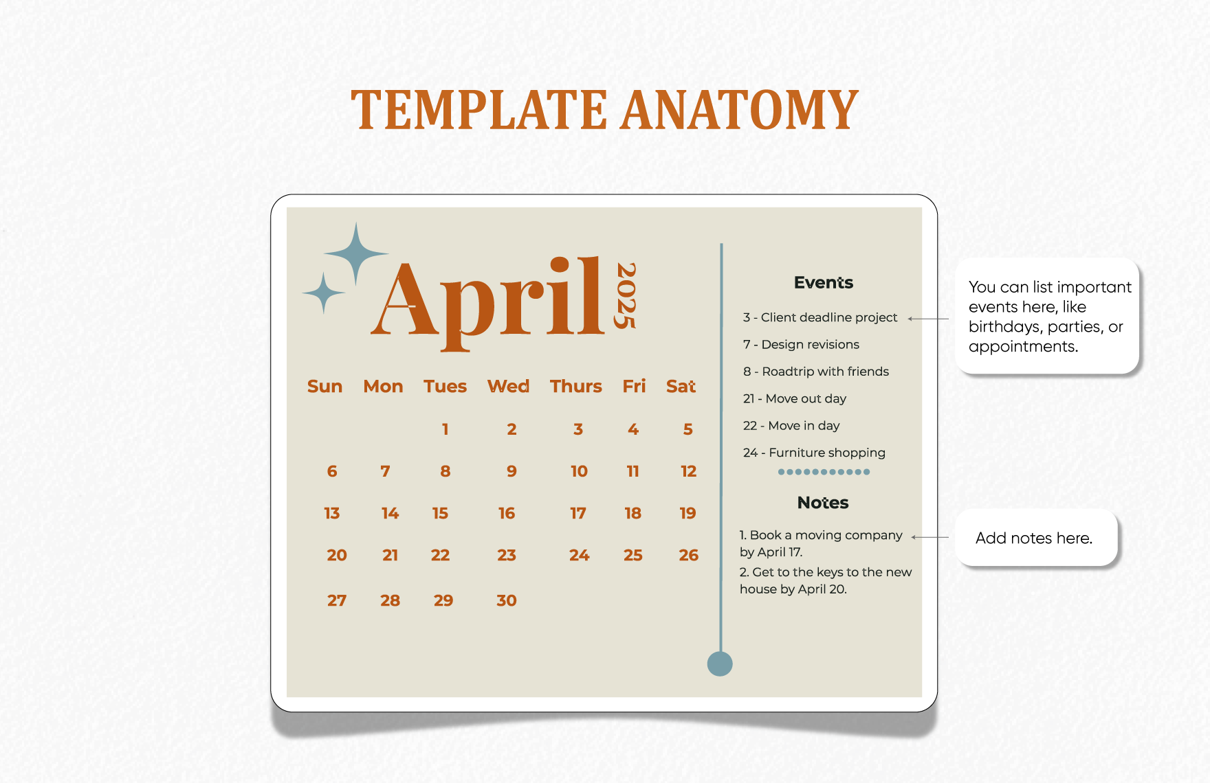 Simple April 2025 Calendar Template