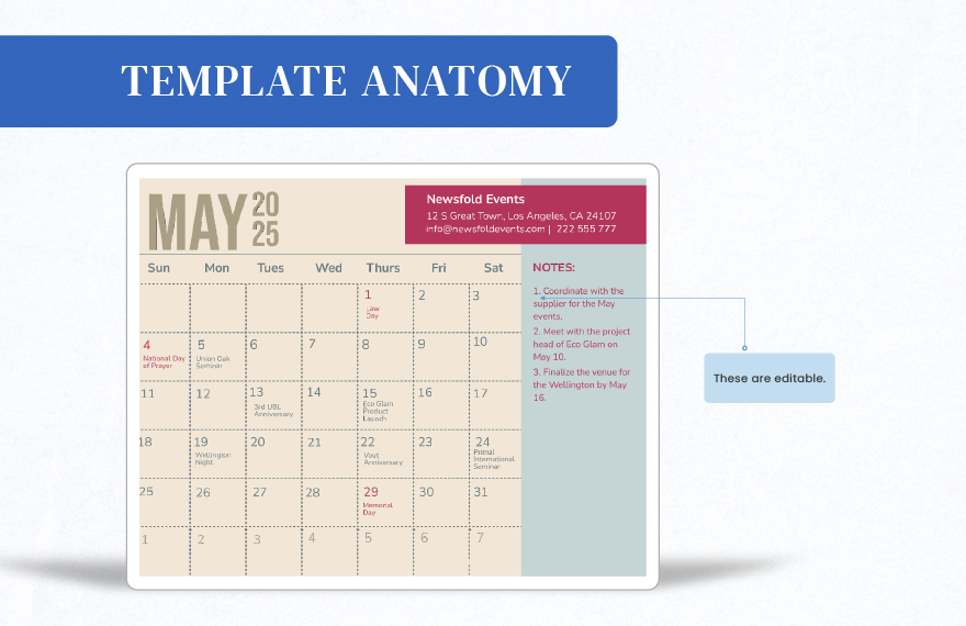 May 2025 Calendar Template With Holidays