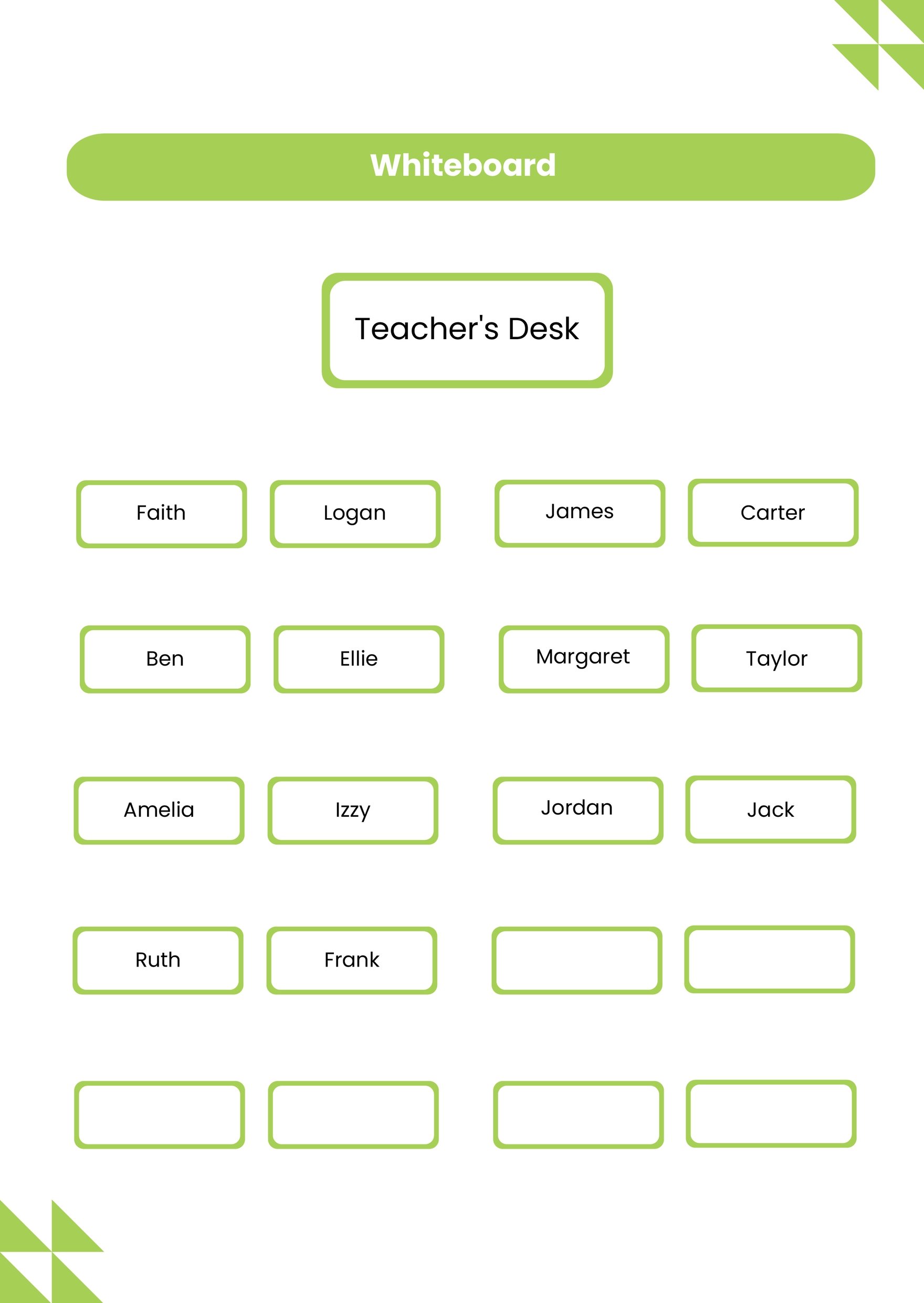 Simple Classroom Seating Chart