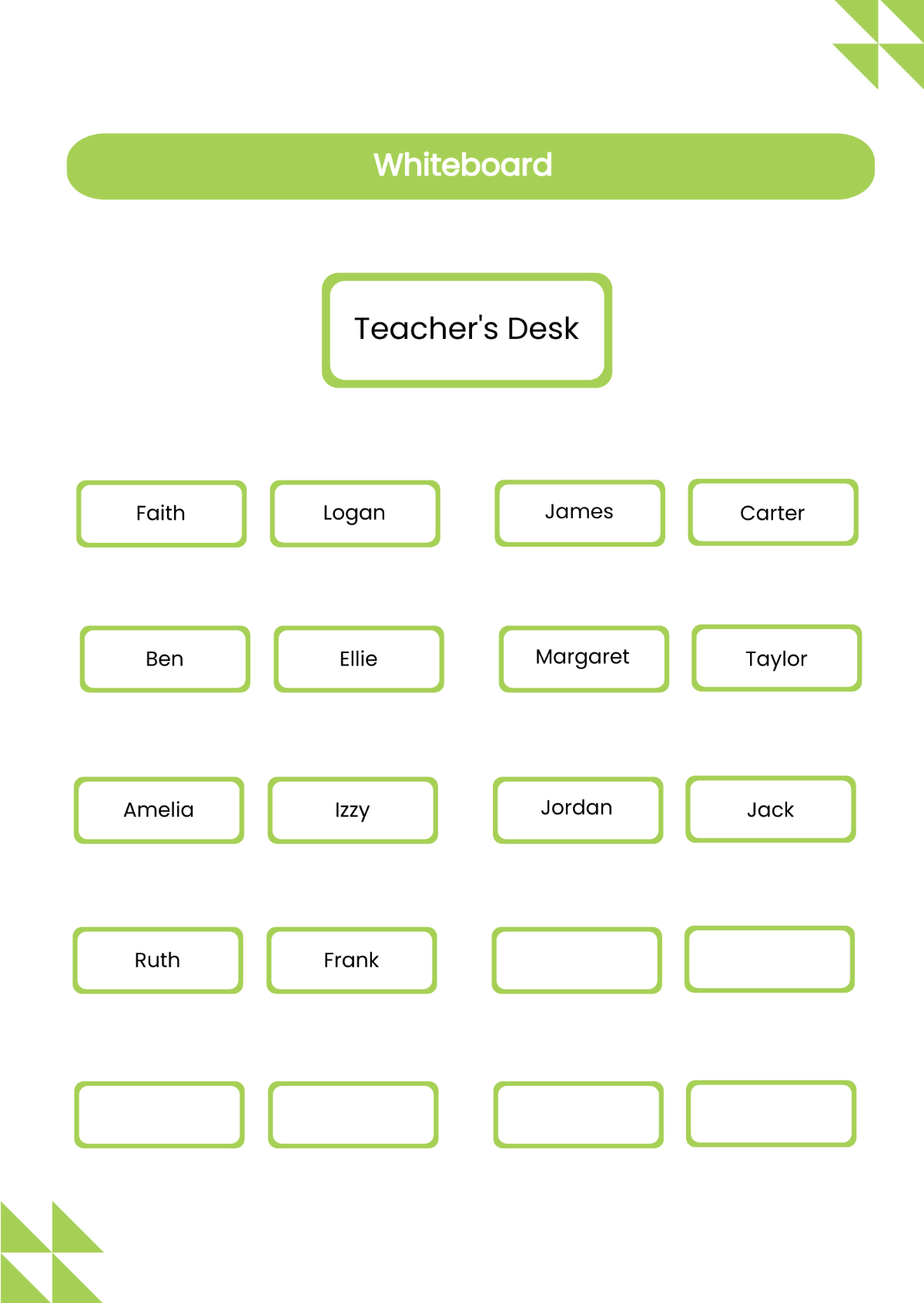Simple Classroom Seating Chart Template