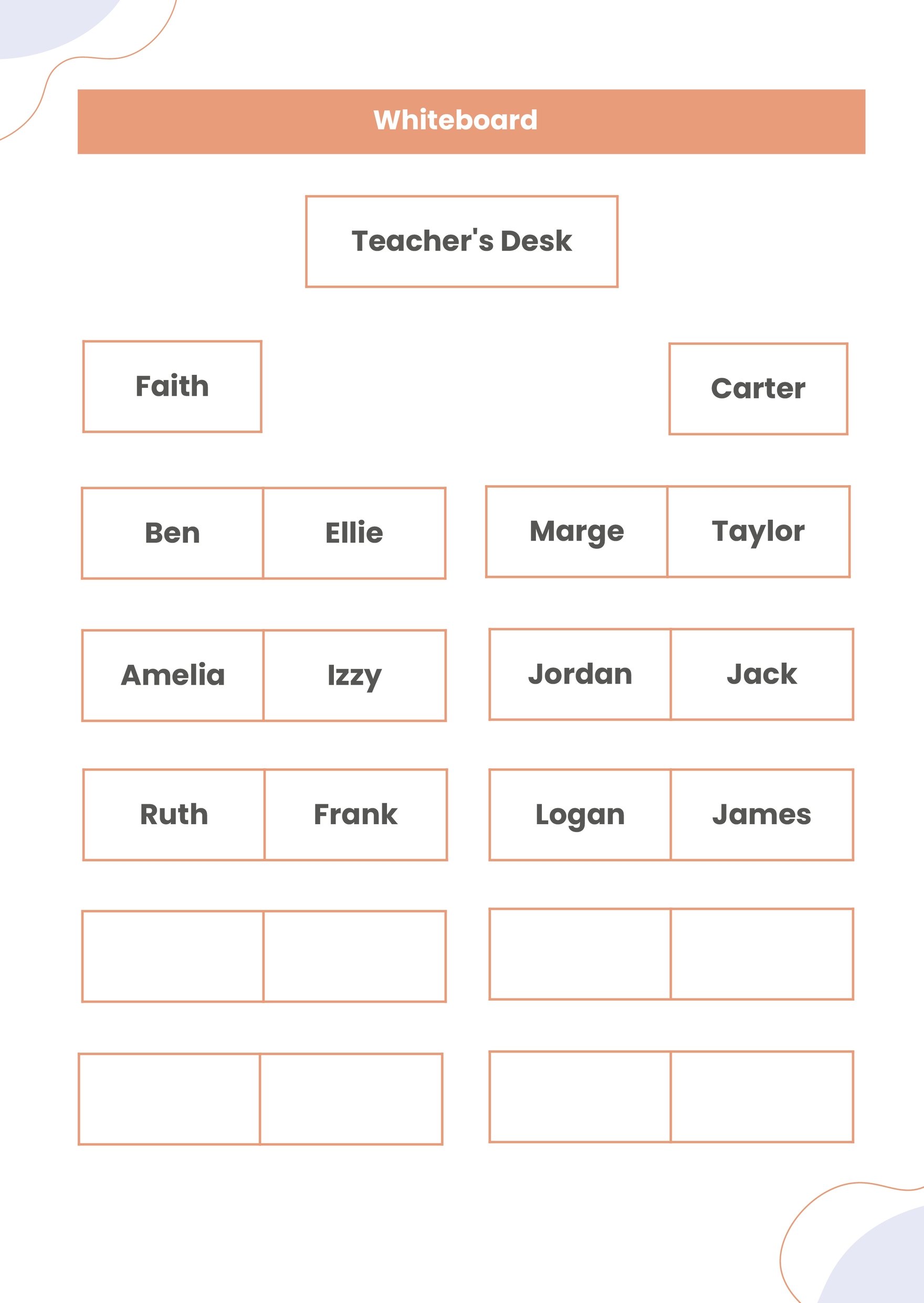 Classroom Student Seating Chart
