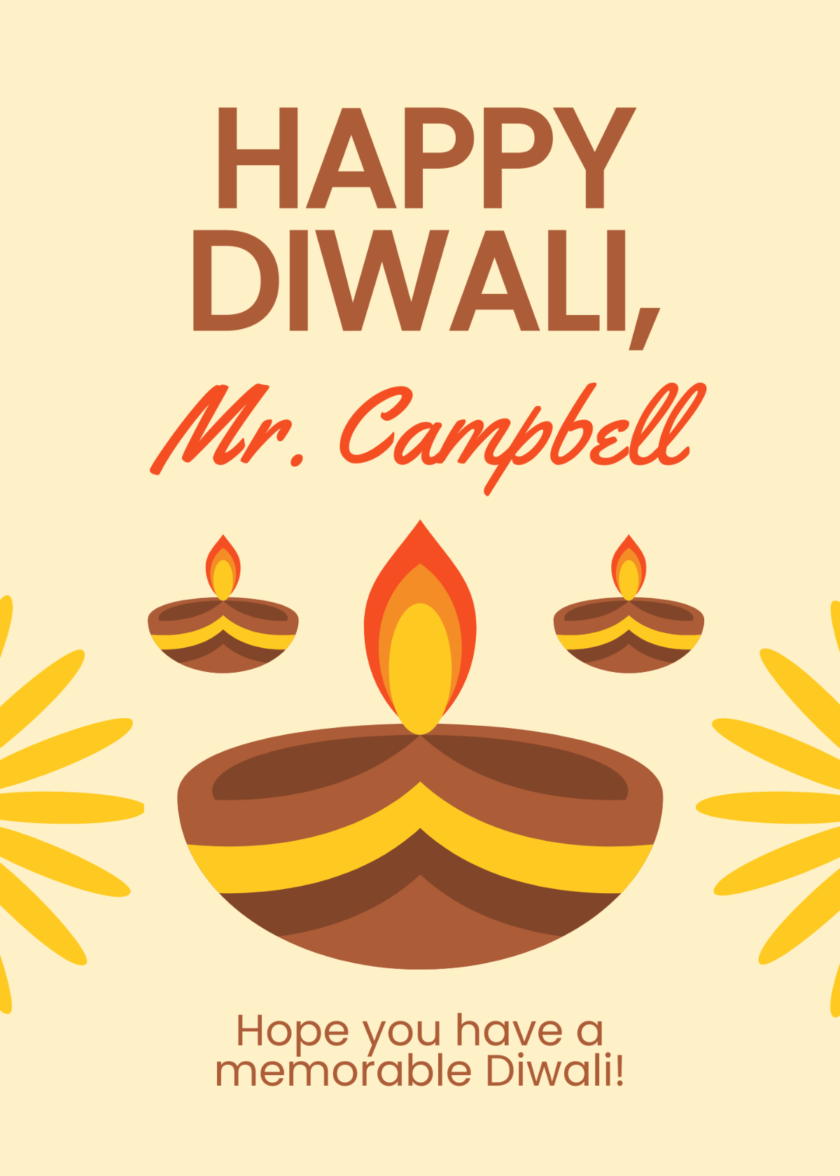 Happy Diwali Greeting Card Template
