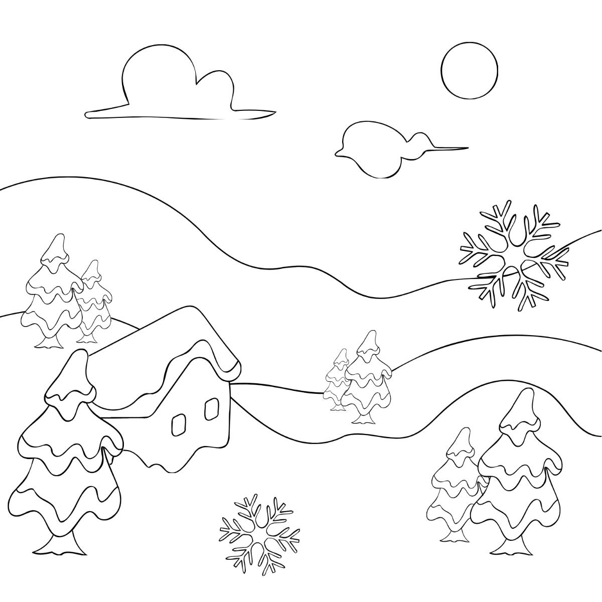 Winter Drawing Vector Template
