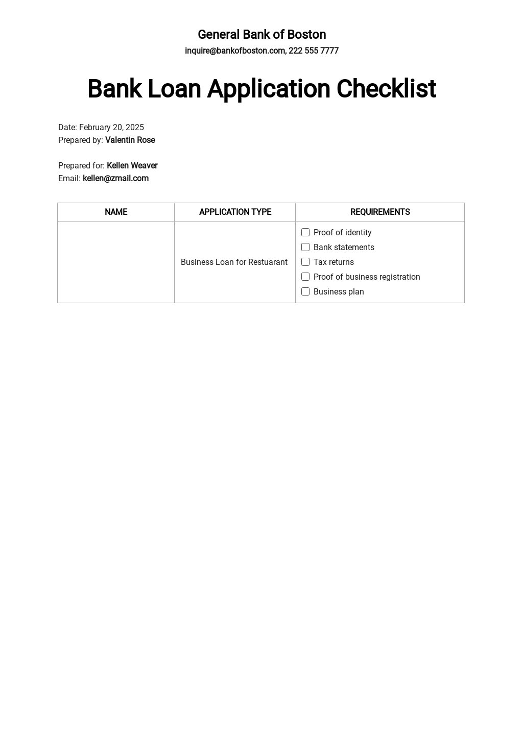 Free Checklist Form Templates Edit And Download 1547