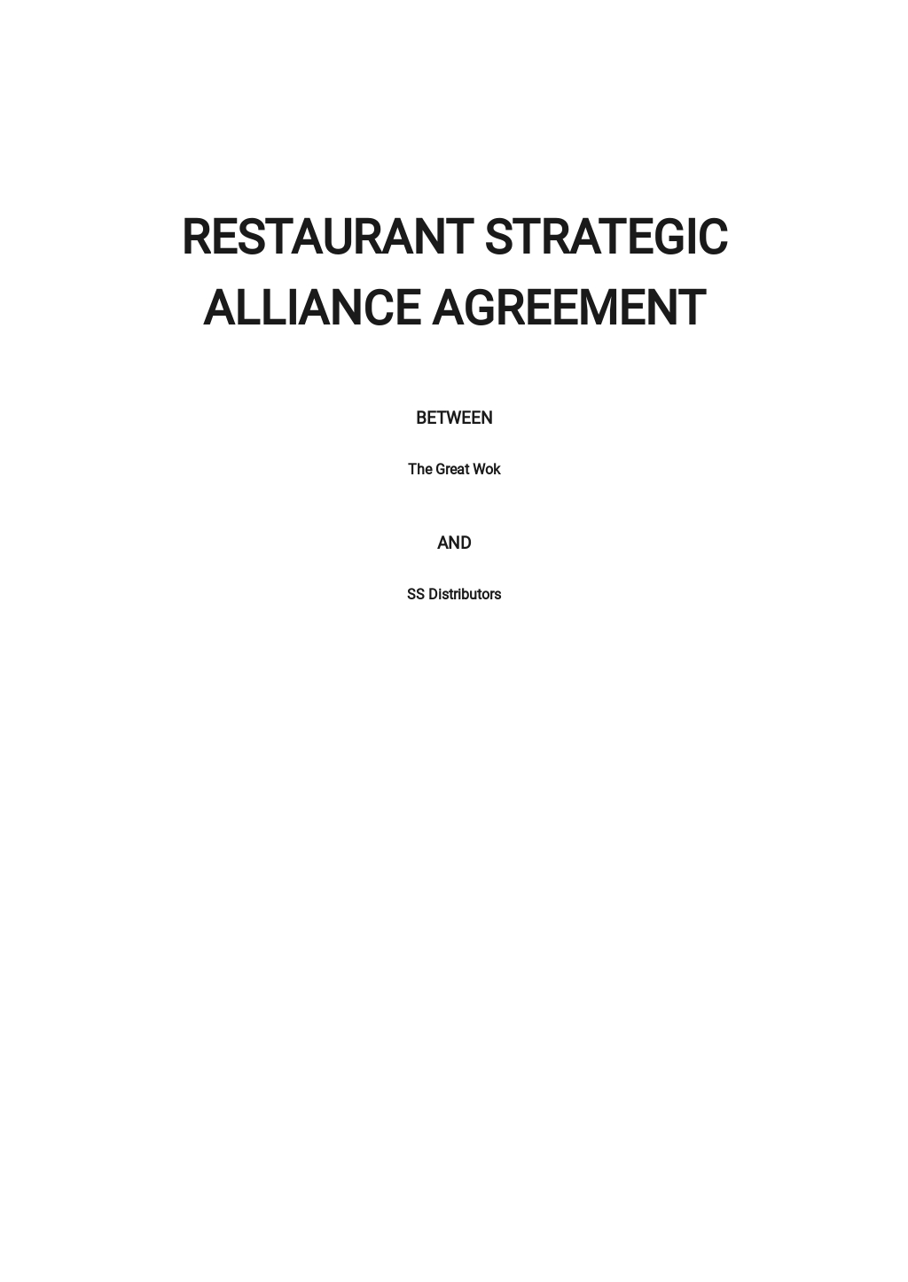 Restaurant Strategic Alliance Agreement Template In Google Docs Word Apple Pages Pdf Template Net