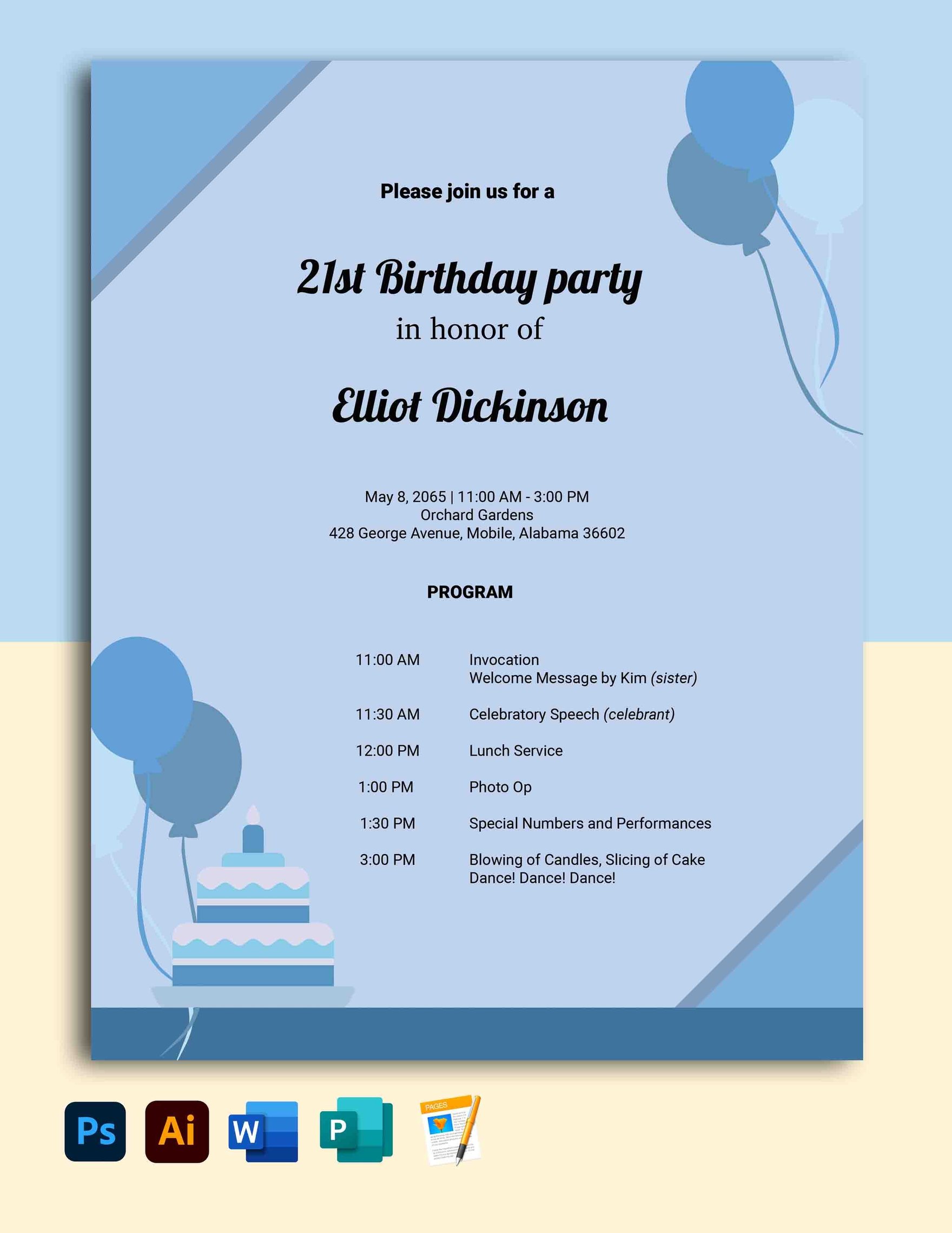 21st Birthdays Party Program Template Download In Word Illustrator 