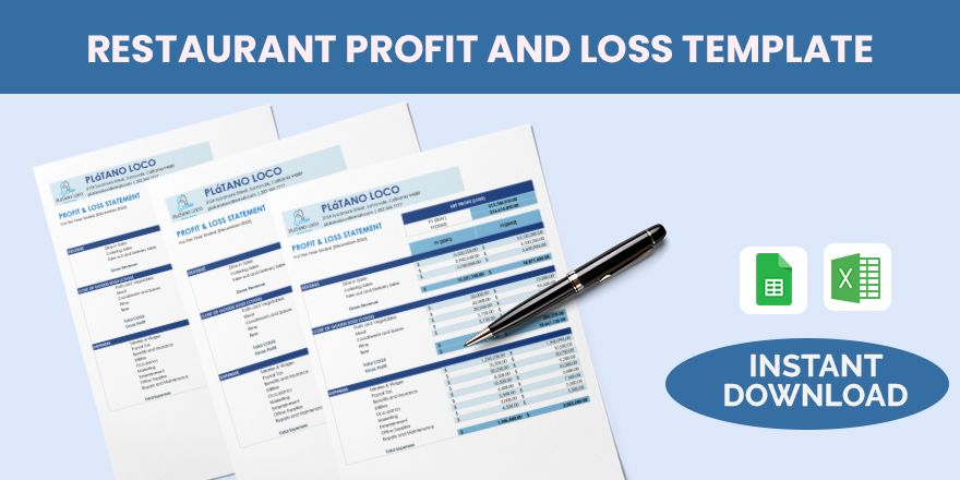 Restaurant Profit And Loss Template