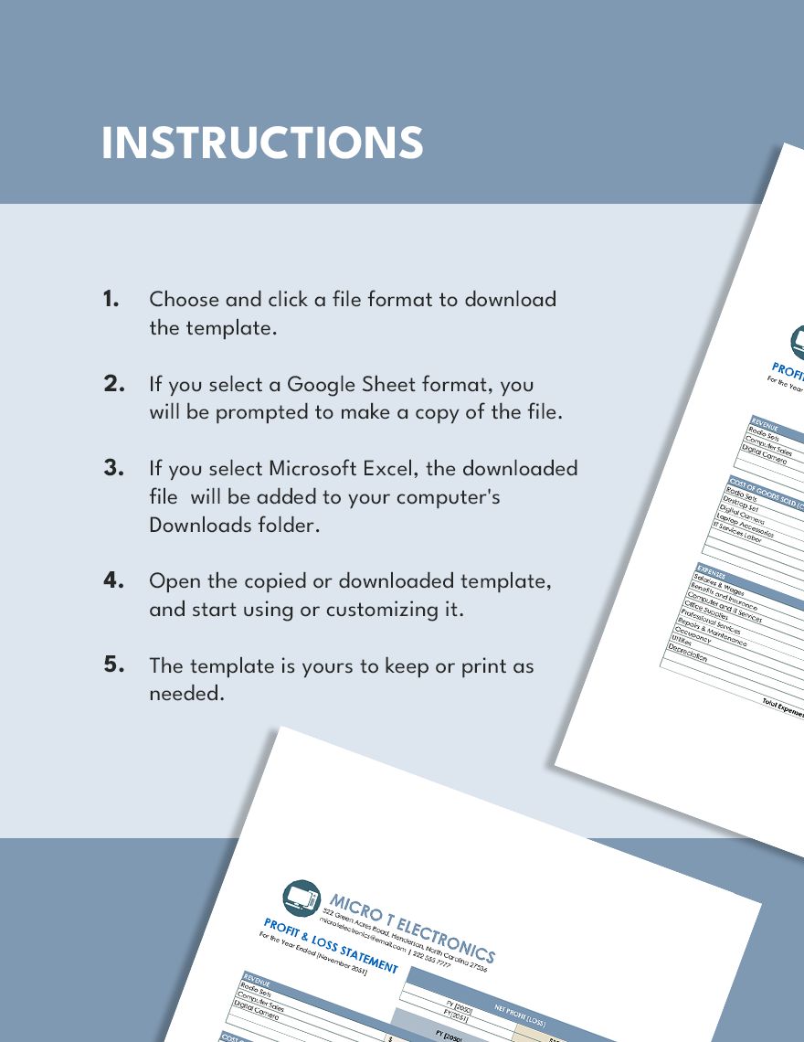 Profit And Loss Projection Template Download in Excel, Google Sheets
