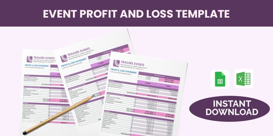 Event Profit And Loss Template