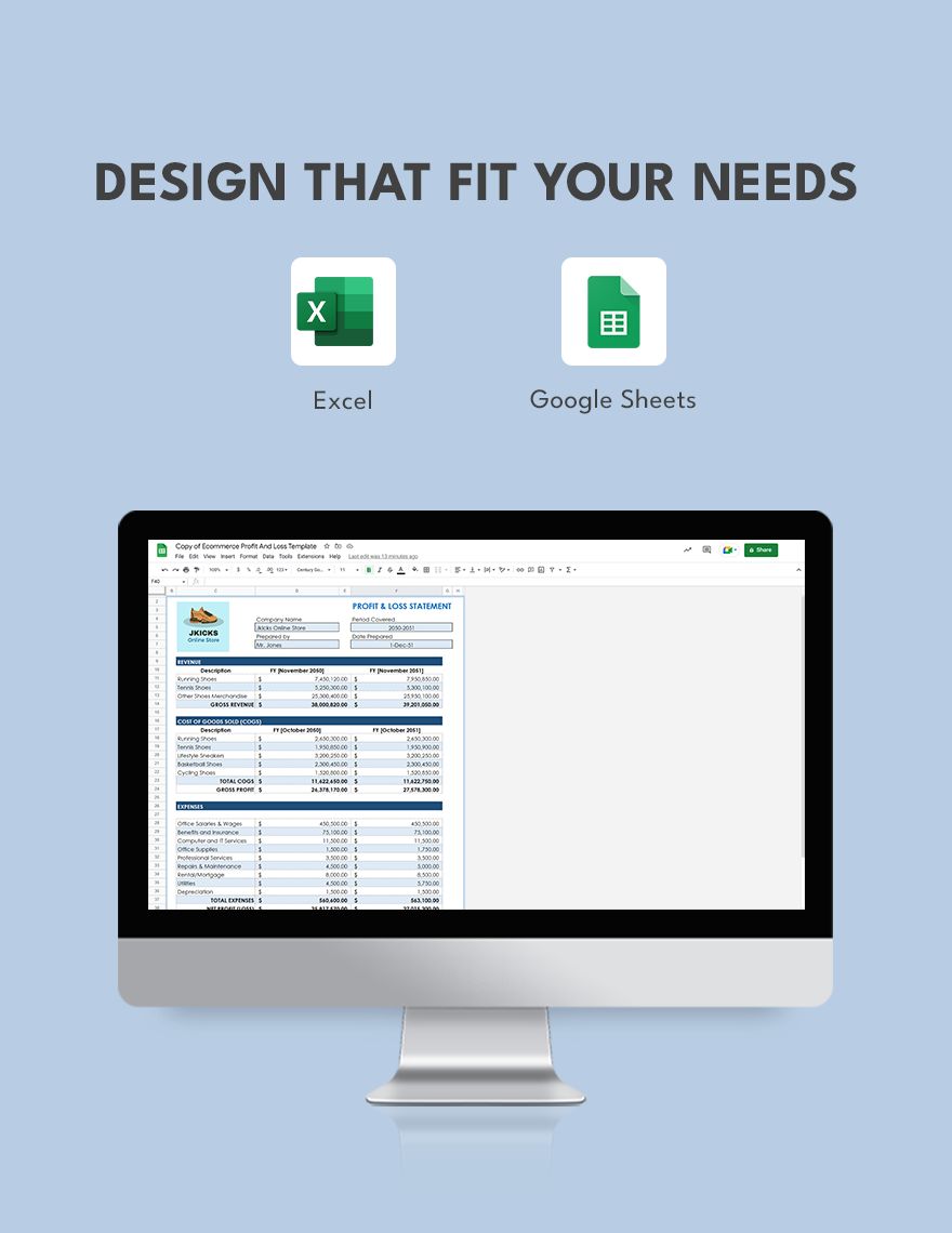 Ecommerce Profit And Loss Template Google Sheets Excel Template net