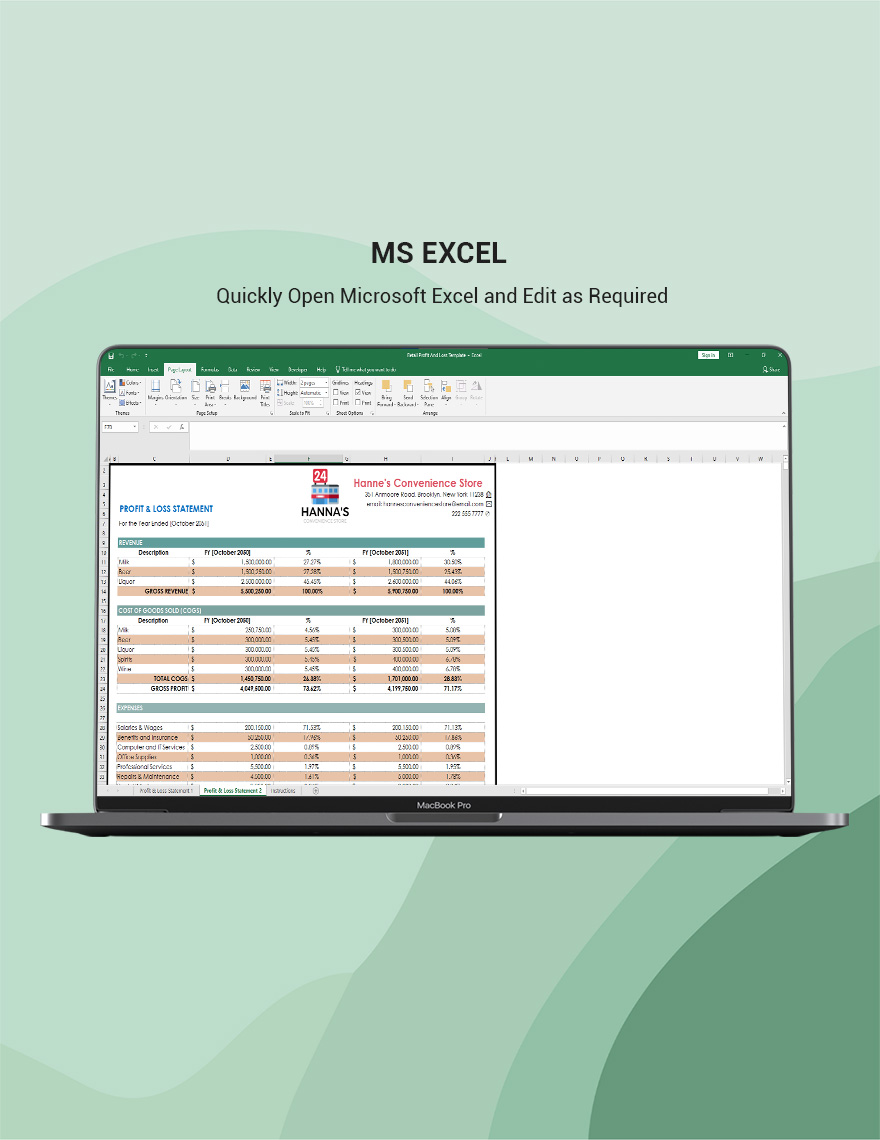 Retail Profit And Loss Template - Google Sheets, Excel | Template.net