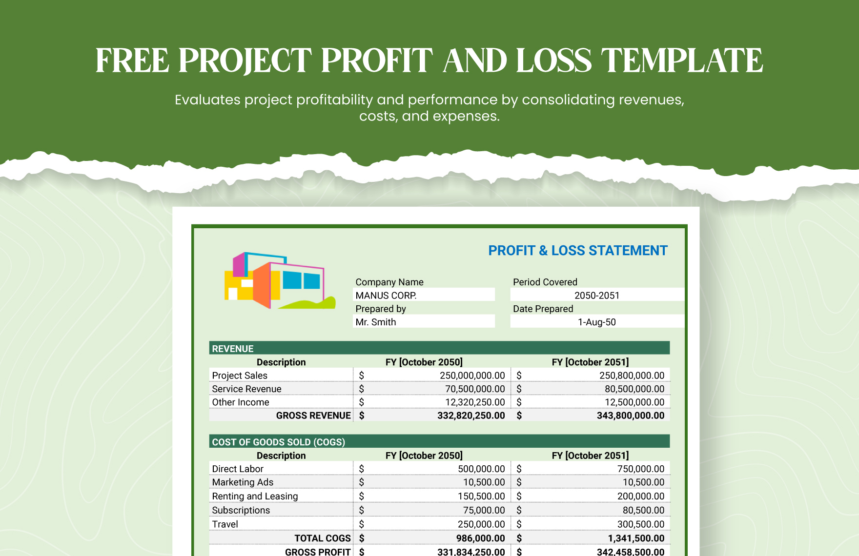 Salon Profit And Loss Template in MS Excel Google Sheets Download