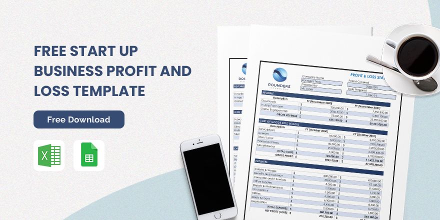 Free Start Up Business Profit And Loss Template - Google Sheets, Excel ...