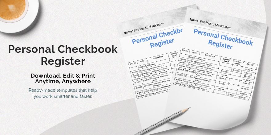 Personal Checkbook Register Template