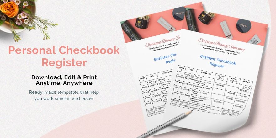 Business Checkbook Register Template