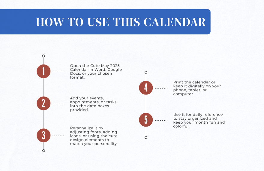 Cute May 2025 Calendar Template
