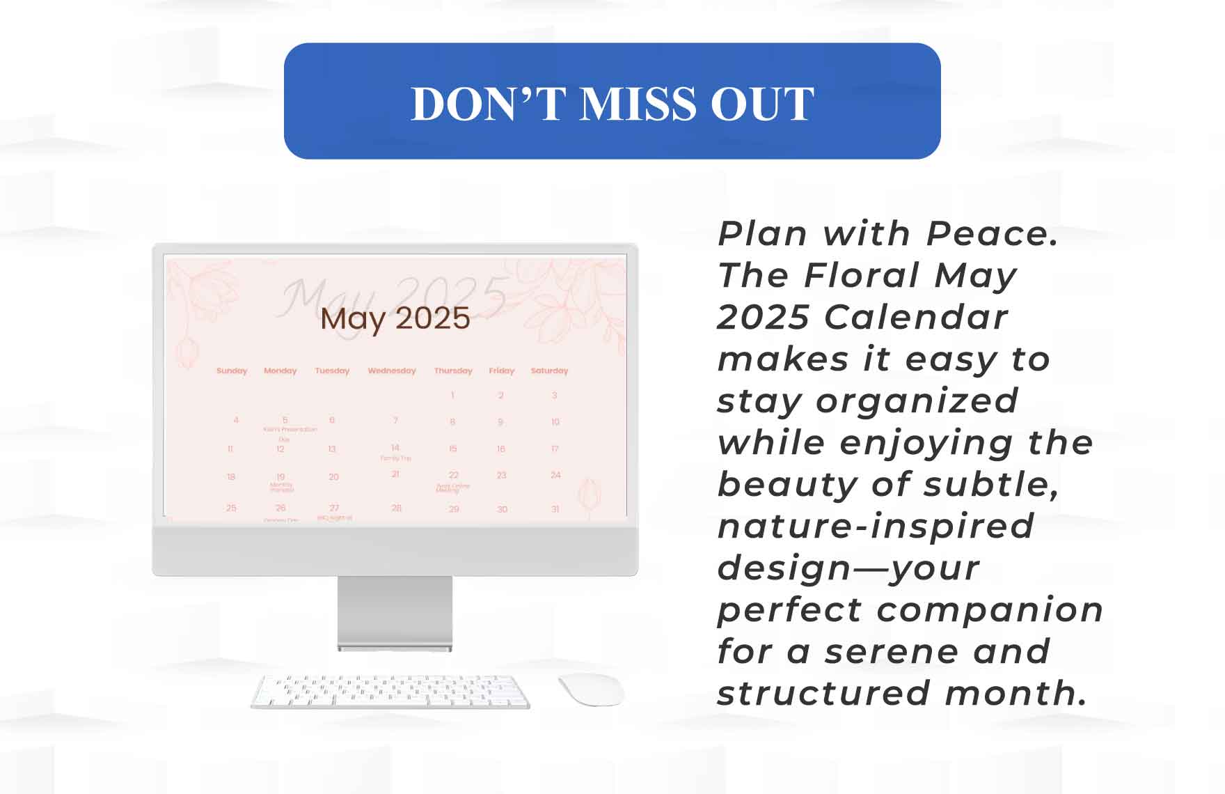 Floral May 2025 Calendar Template
