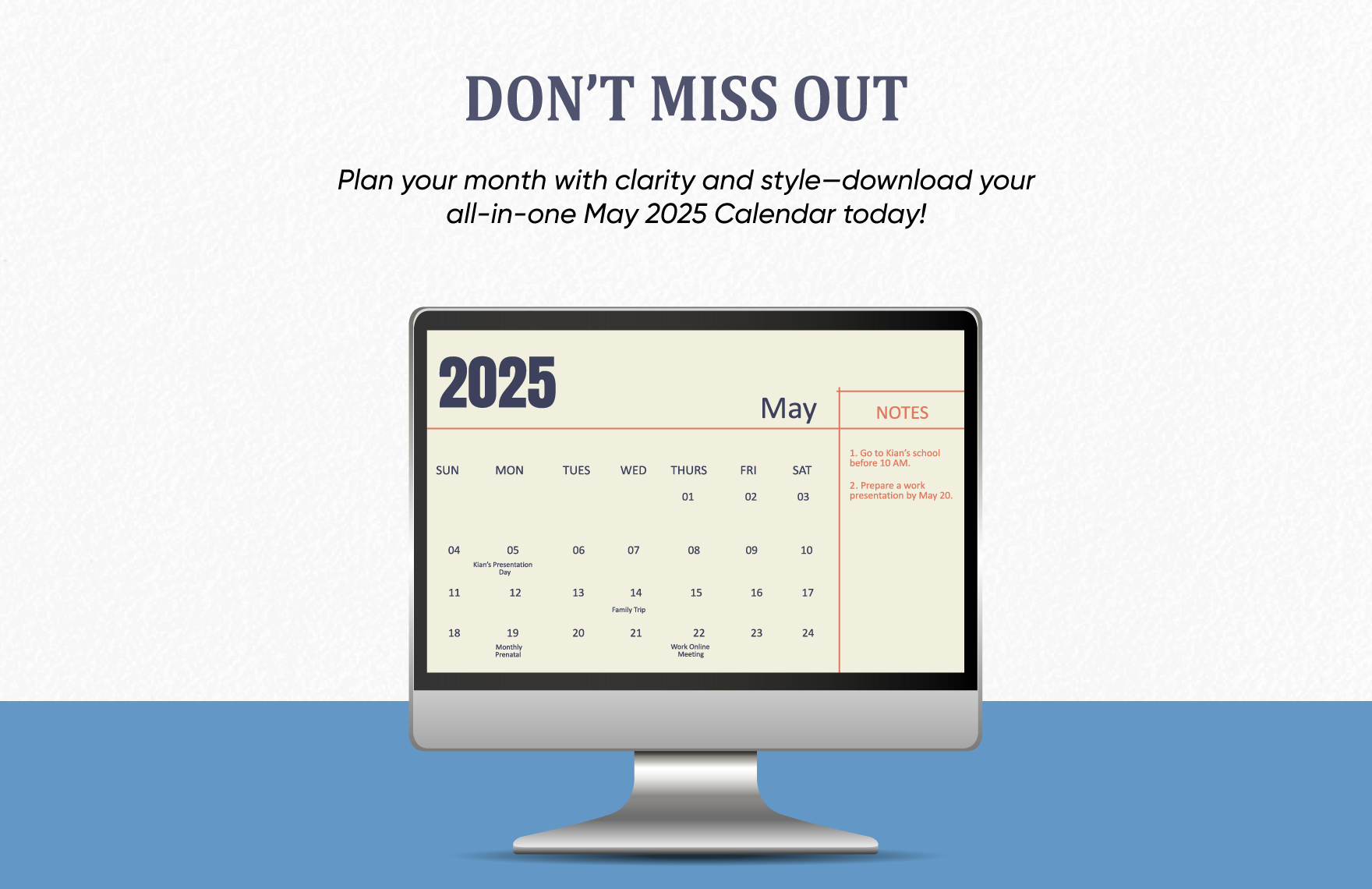 Printable May 2025 Calendar Template
