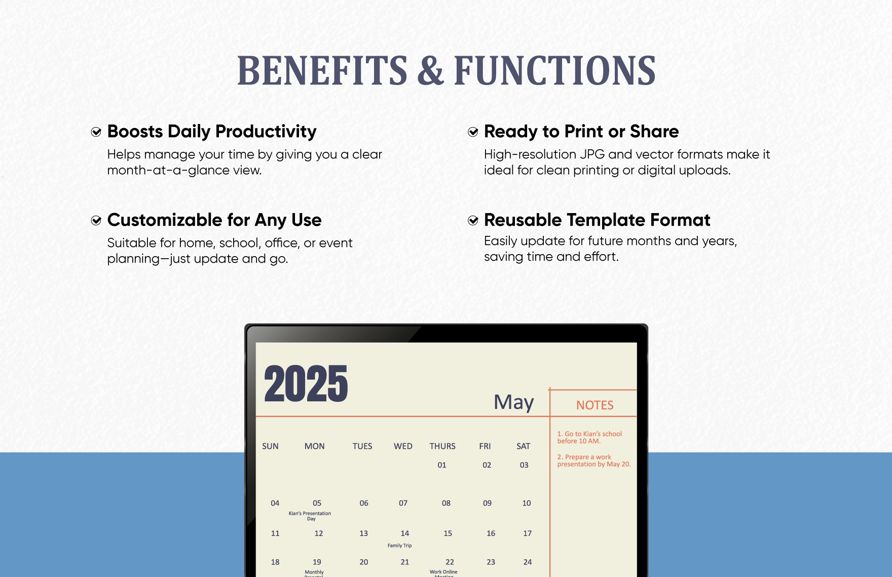 Printable May 2025 Calendar Template