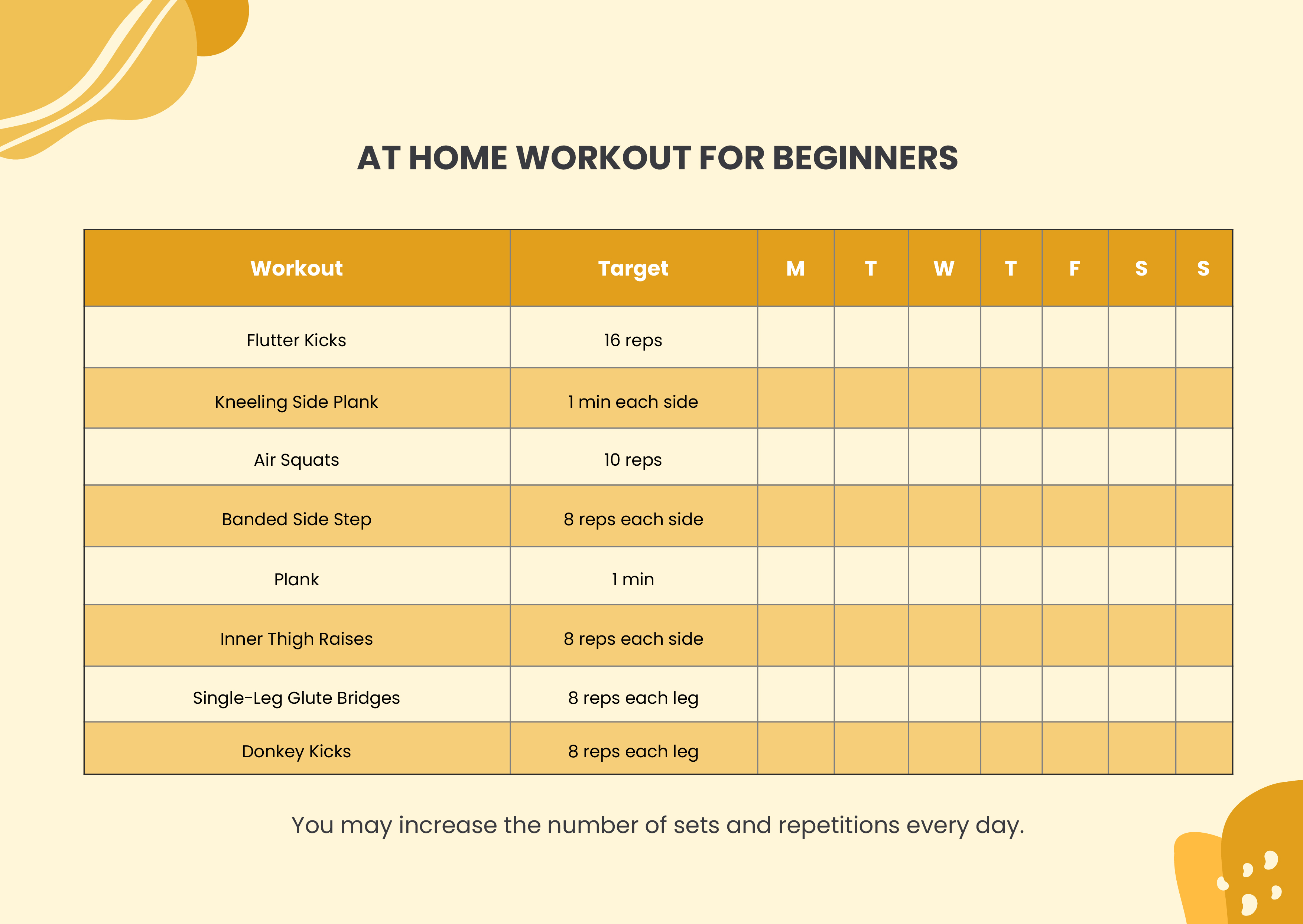 Free 30 Day Upper Body Workout Chart Download In Pdf Illustrator