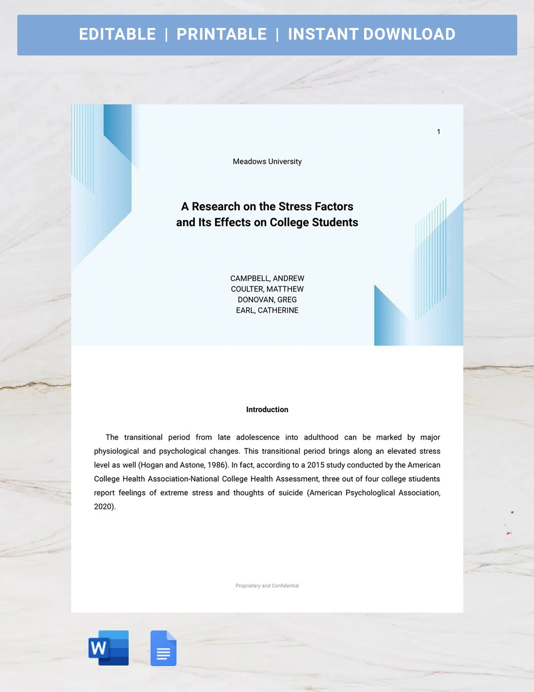 Research Paper Template Google Docs, Word