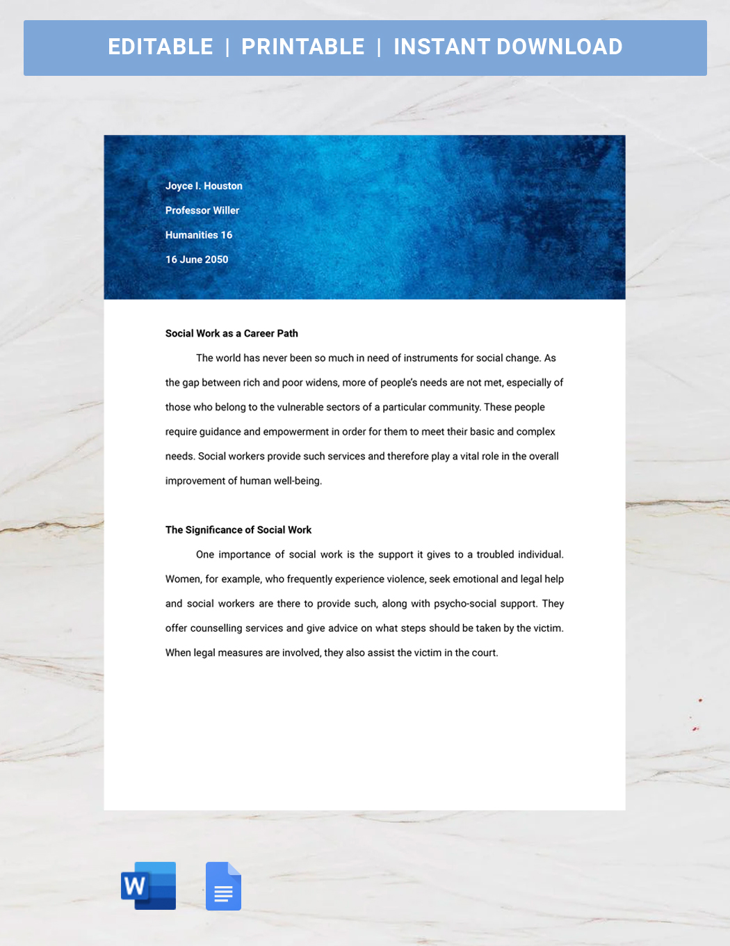 Career Research Paper Template Google Docs Word Template