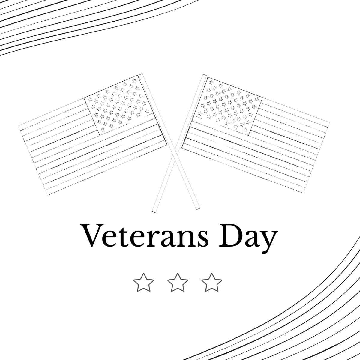 Easy Veterans Day Drawing Template