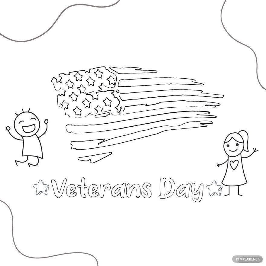 Kids Veterans Day Drawing in Illustrator, PSD, EPS, SVG, JPG, PNG