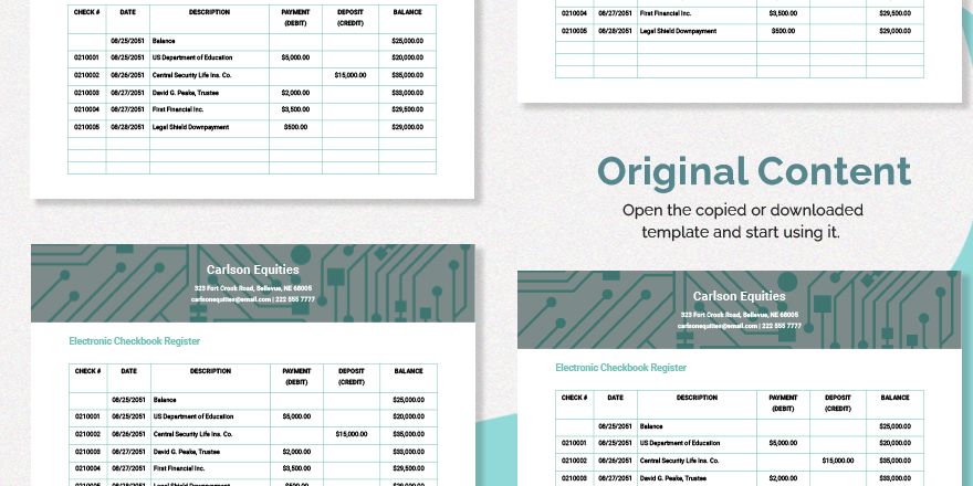 Electronic Checkbook Register Template