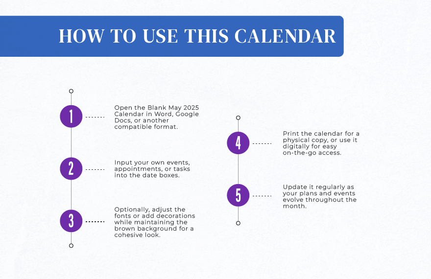 Blank May 2025 Calendar Template