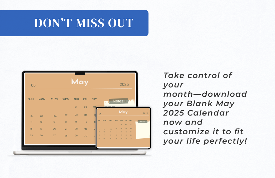 Blank May 2025 Calendar Template