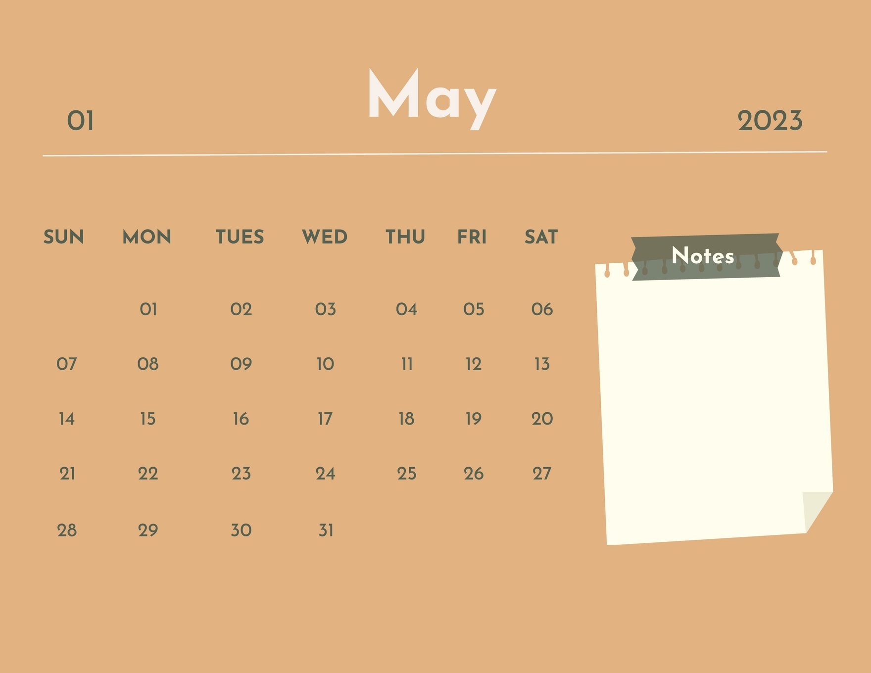 Blank May 2023 Calendar Template in Word, Google Docs, Illustrator, PSD, Apple Pages