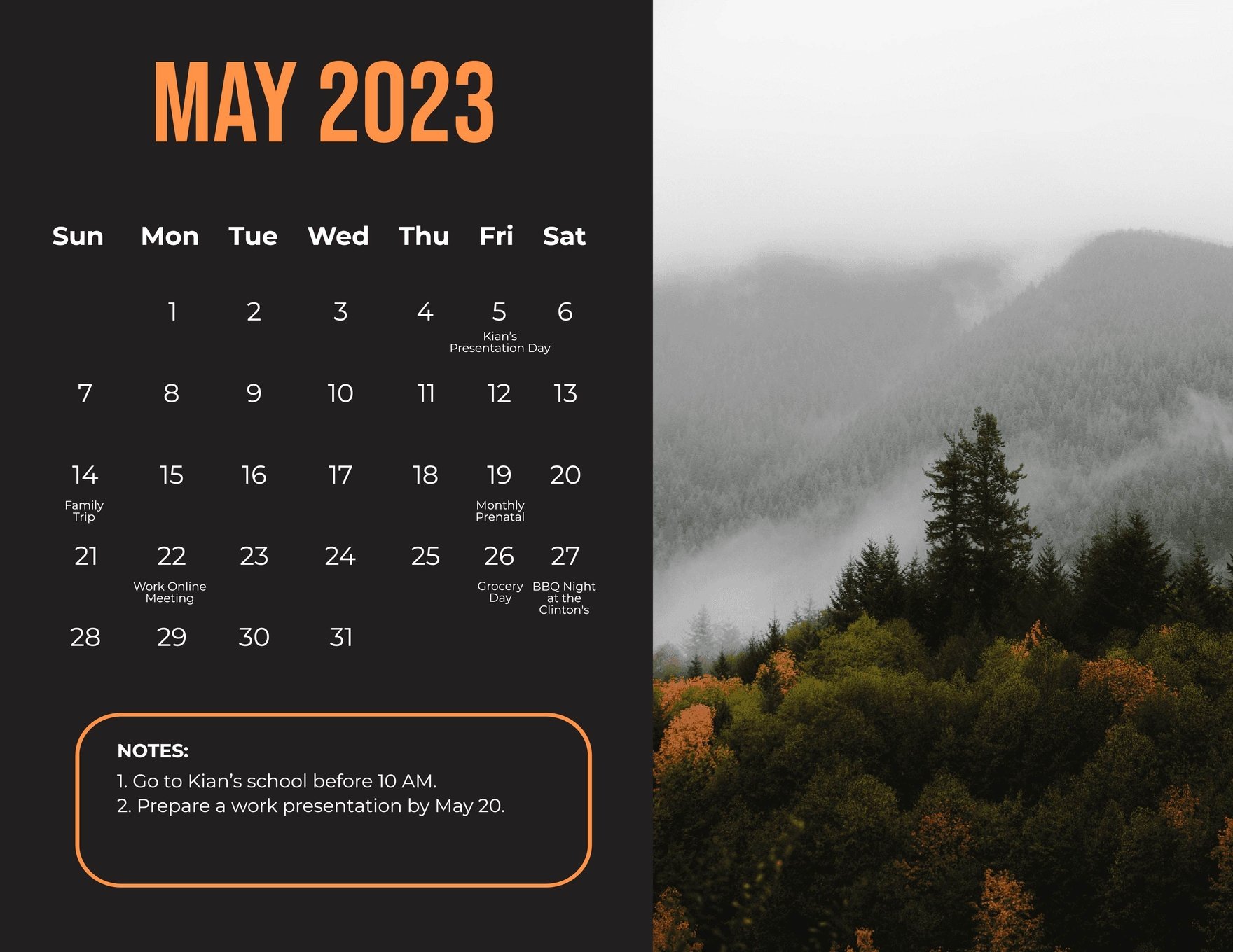 May 2023 Photo Calendar Template