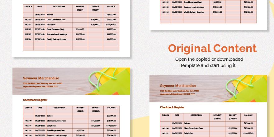 Daily Check Book Register Template
