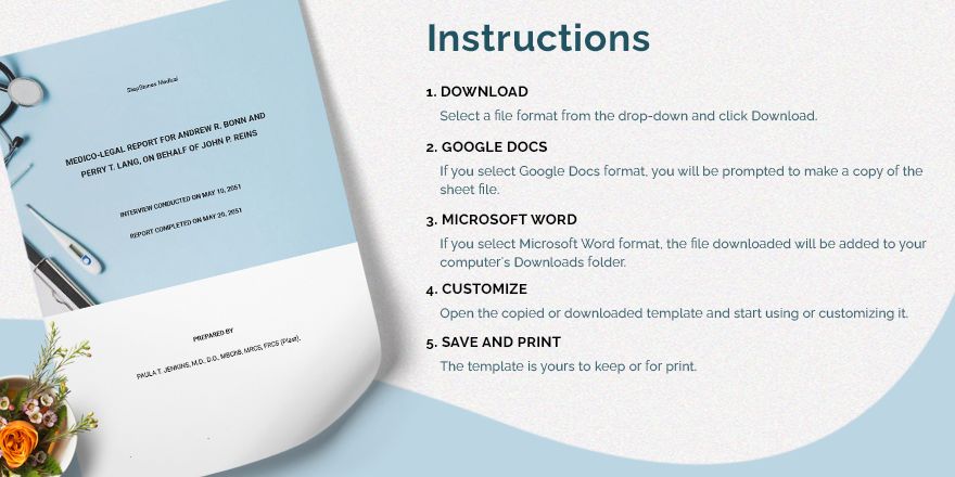 Medical Legal Report Template In Word Google Docs Download 
