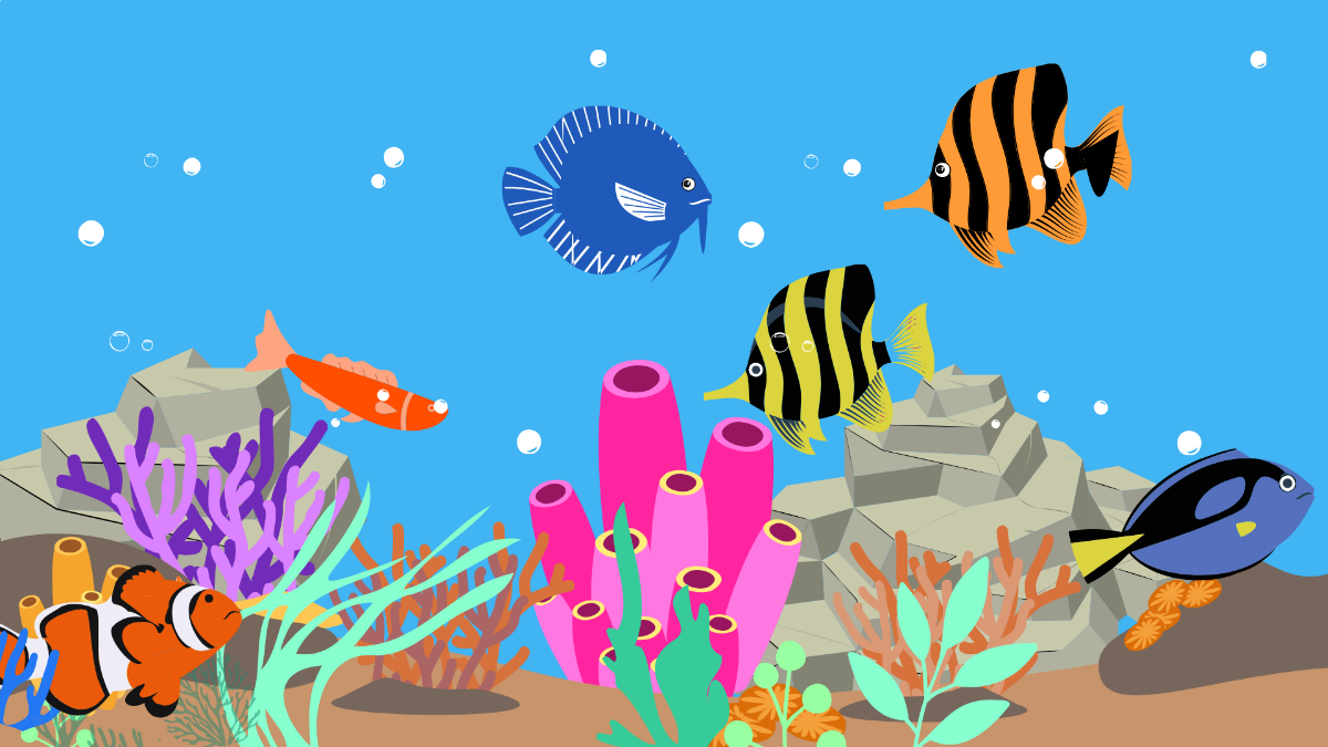 3D Reef Aquarium Background Template