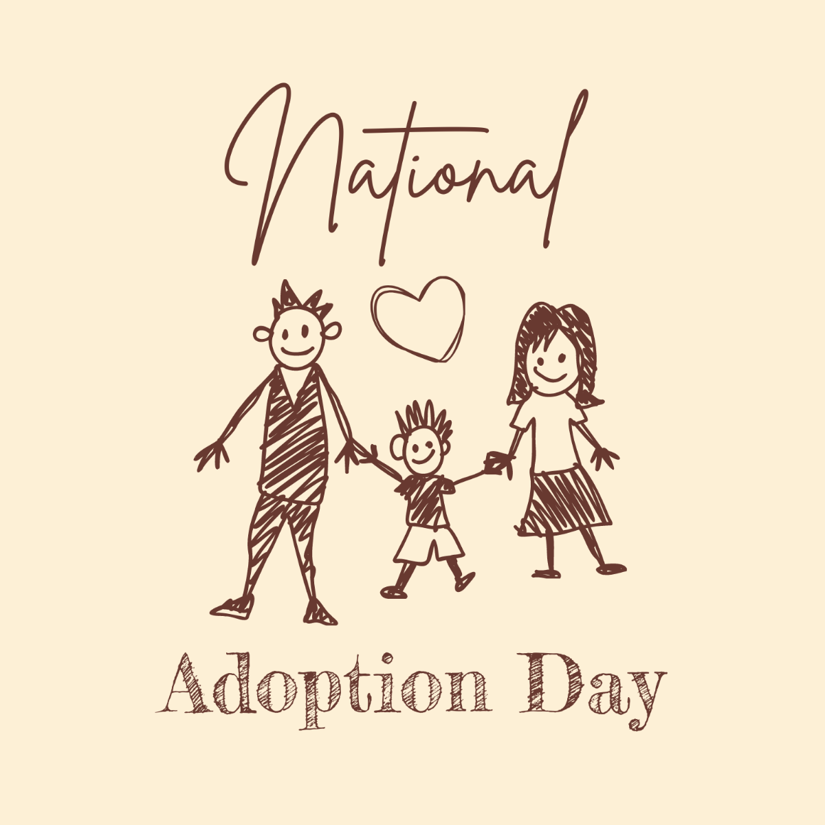 National Adoption Day Drawing Vector Template
