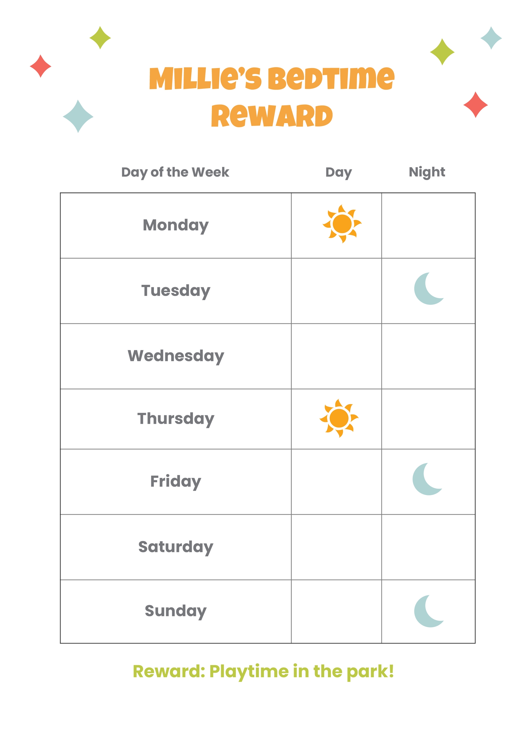 My 'Stay In Bed' Sticker Chart For Boys And Girls