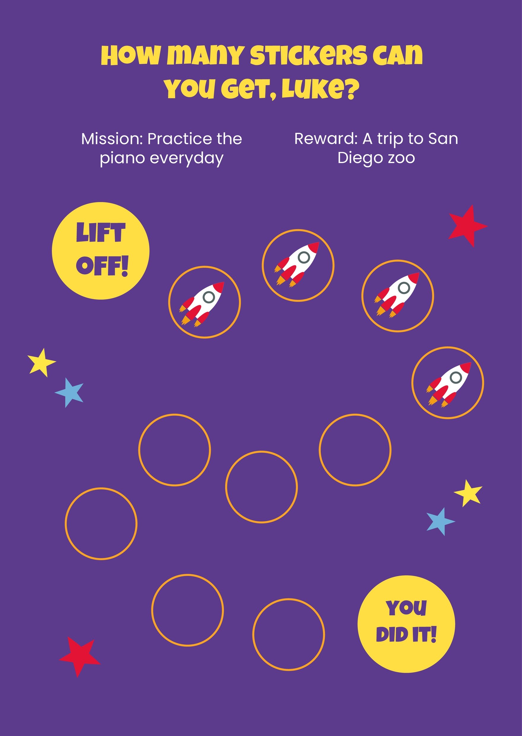 Space Reward Sticker Chart