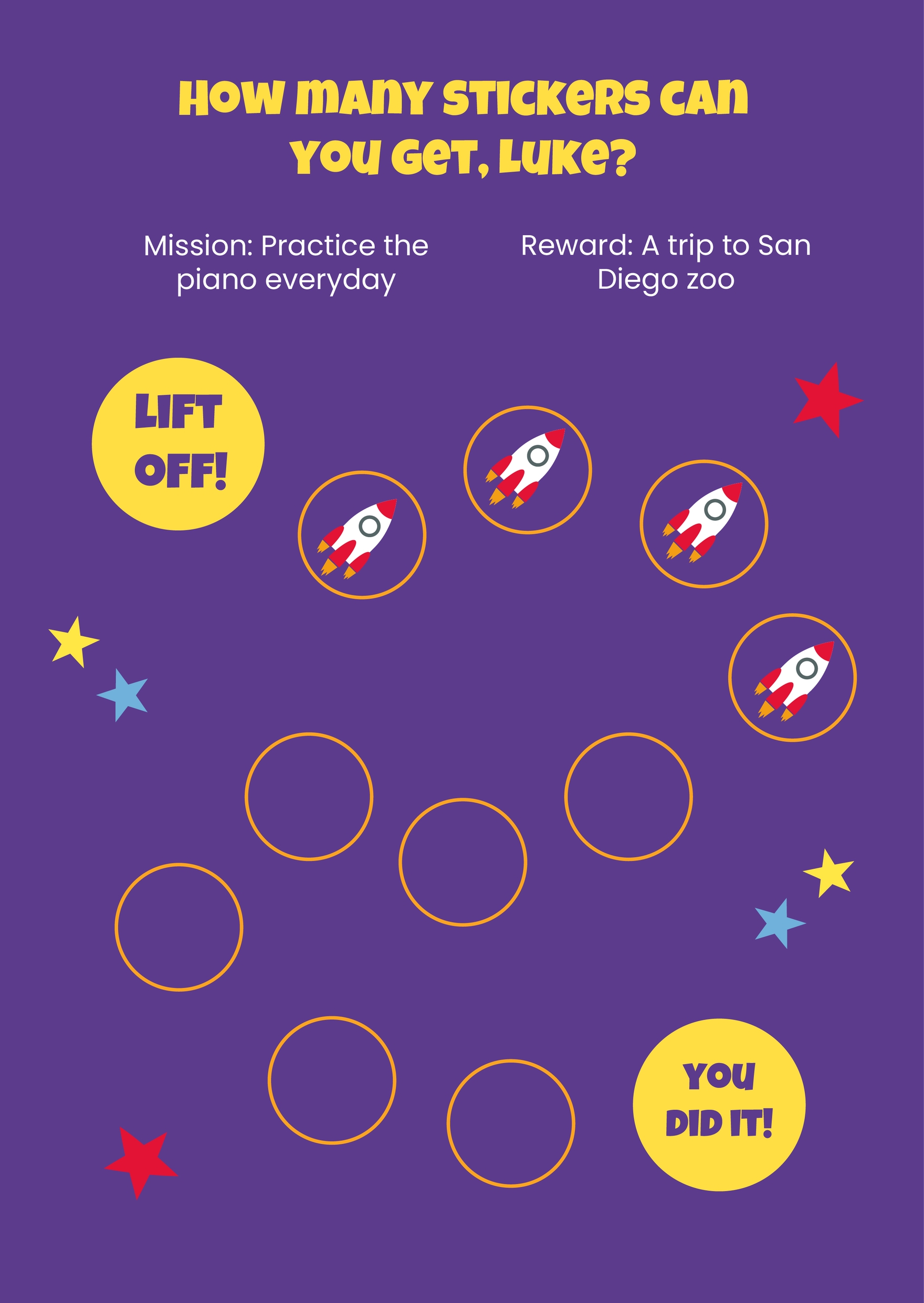 Space Reward Sticker Chart In Illustrator PDF Download Template