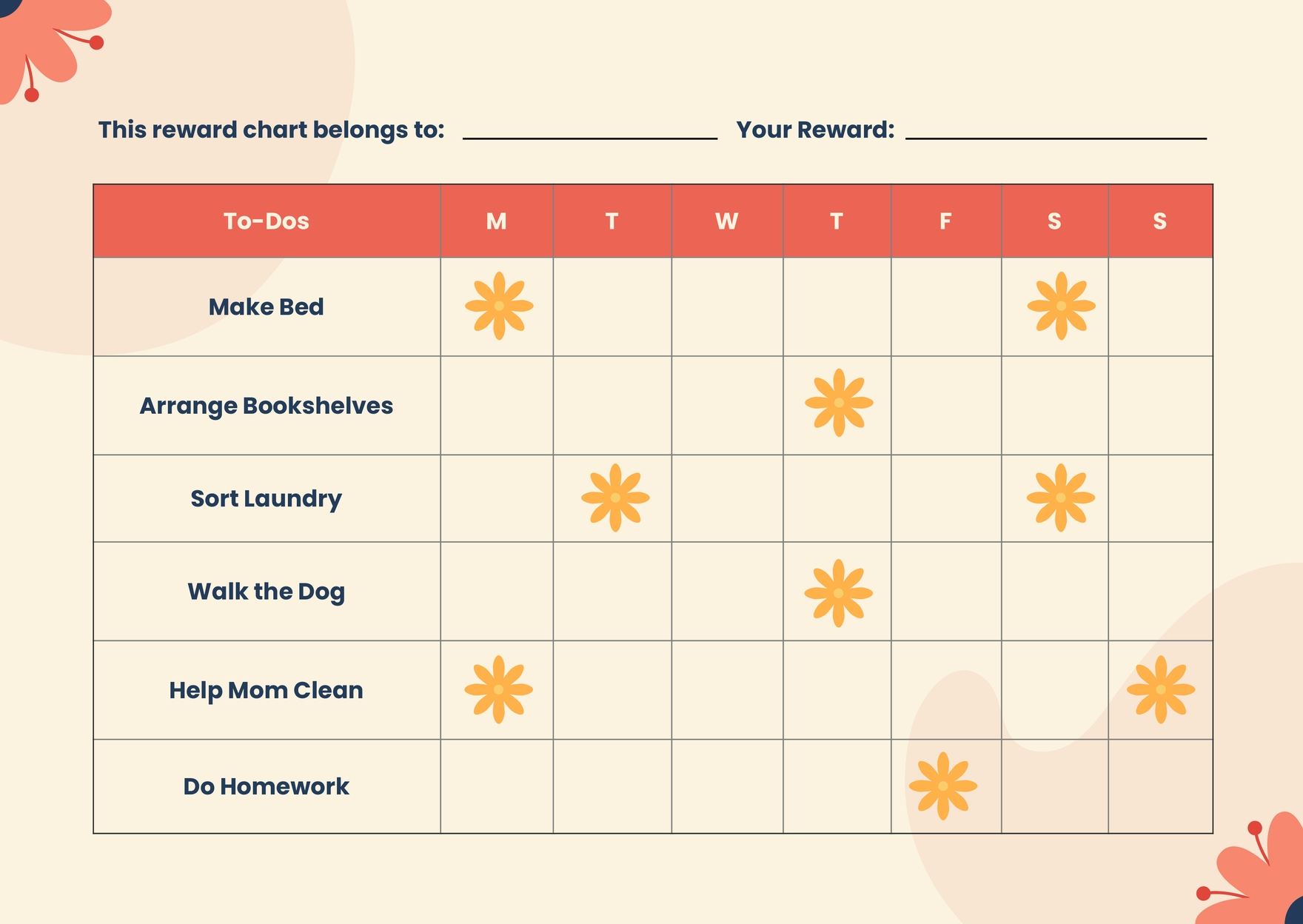 Floral Reward Sticker Chart in PDF, Illustrator