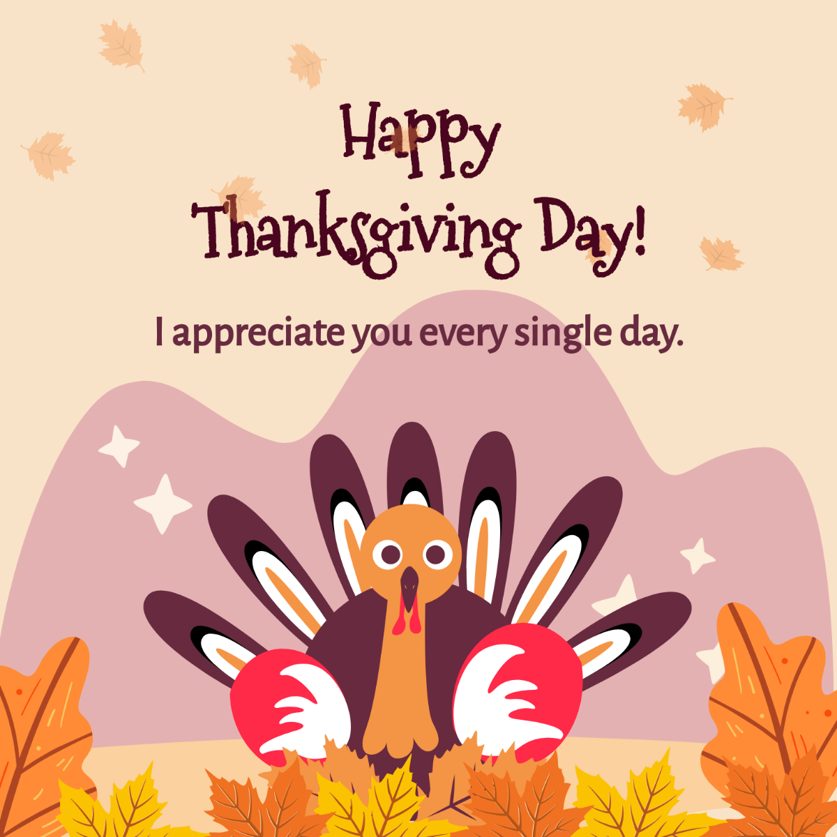 Thanksgiving Day Greeting Card Vector Template