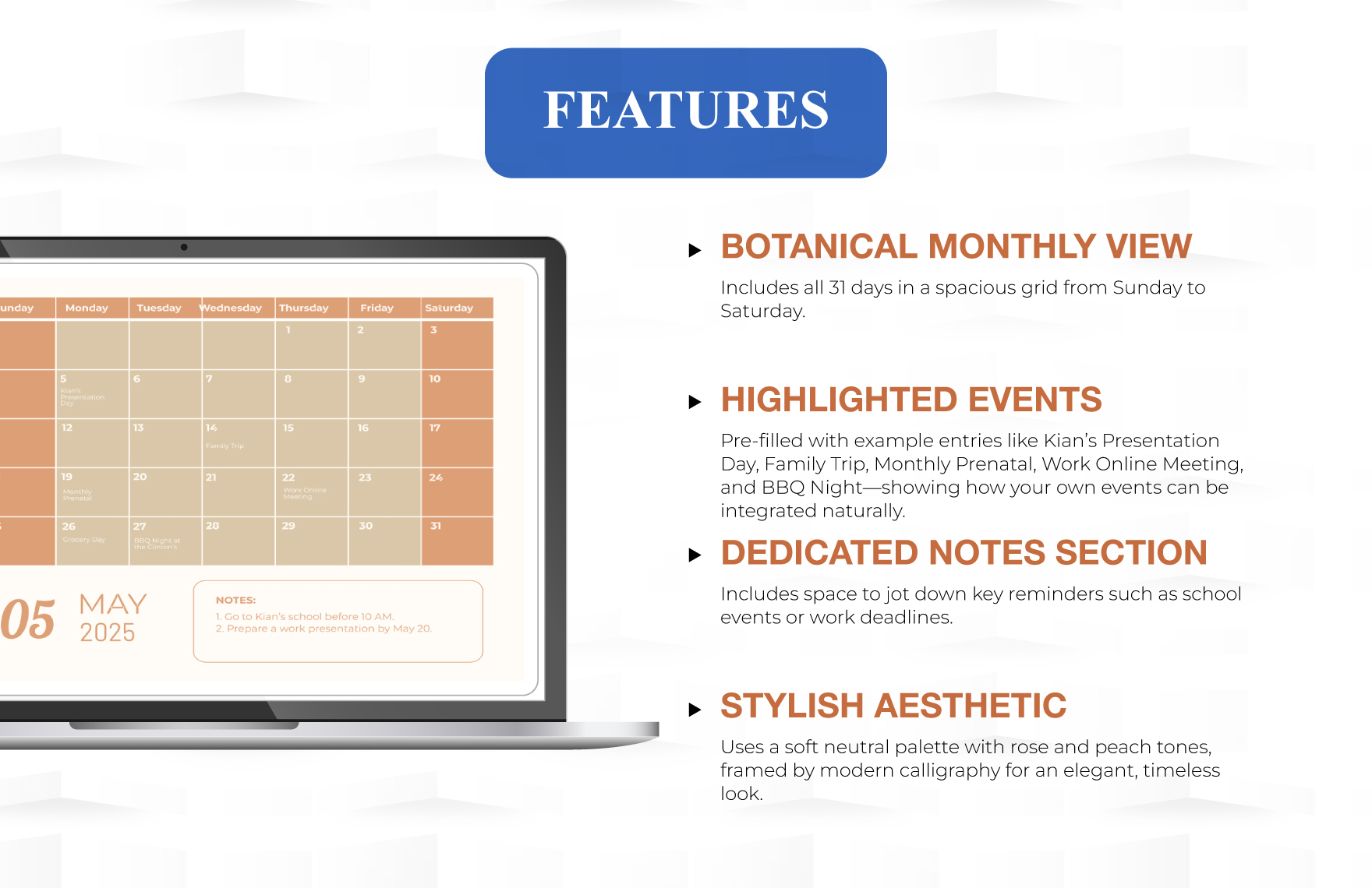 Printable May 2025 Monthly Calendar Template