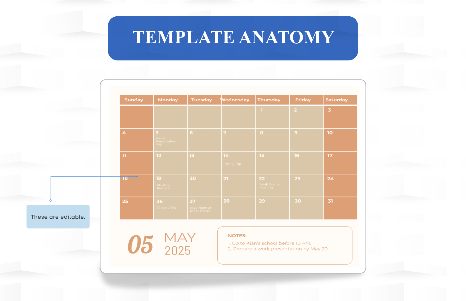 Printable May 2025 Monthly Calendar Template