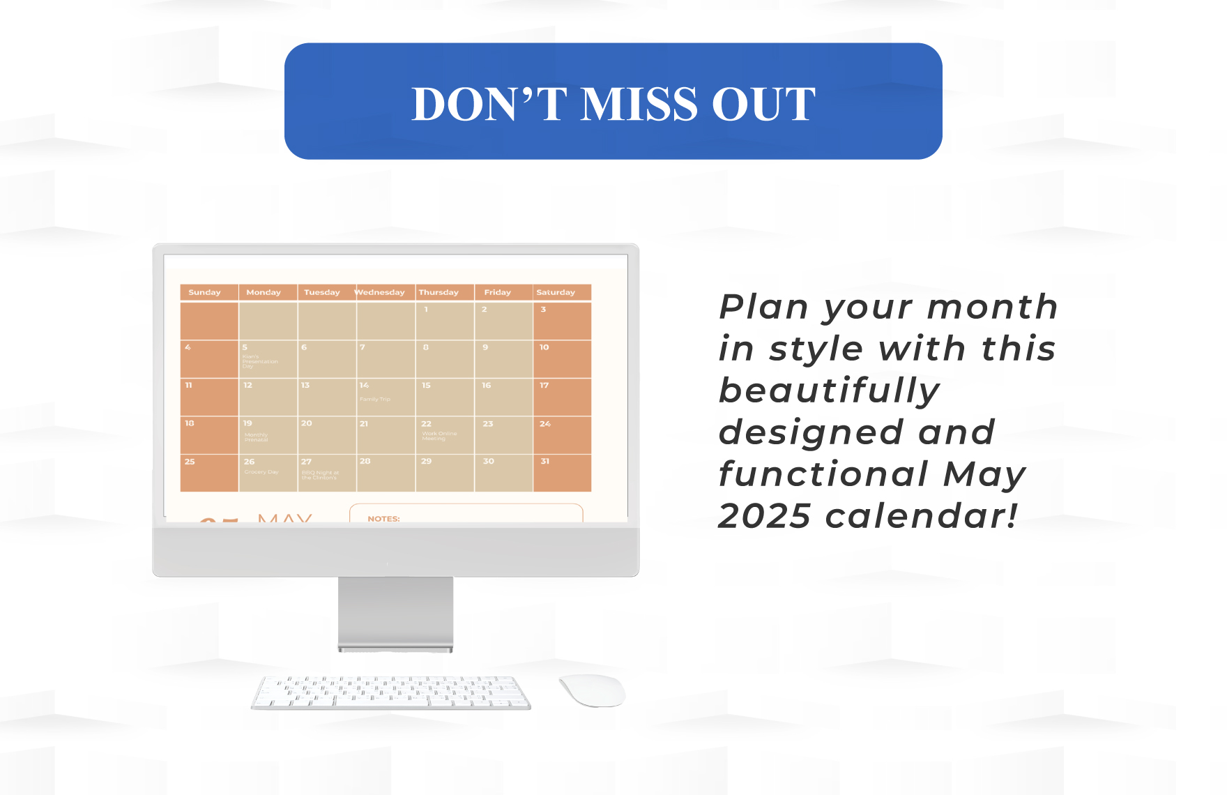 Printable May 2025 Monthly Calendar Template
