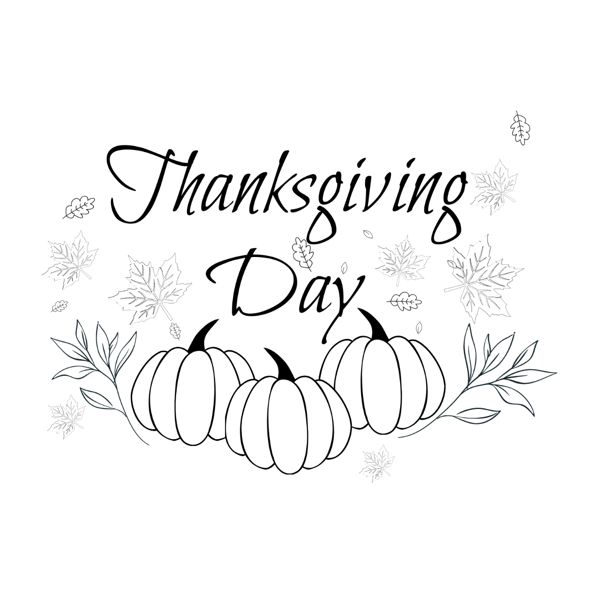 Happy Thanksgiving Day Drawing Template