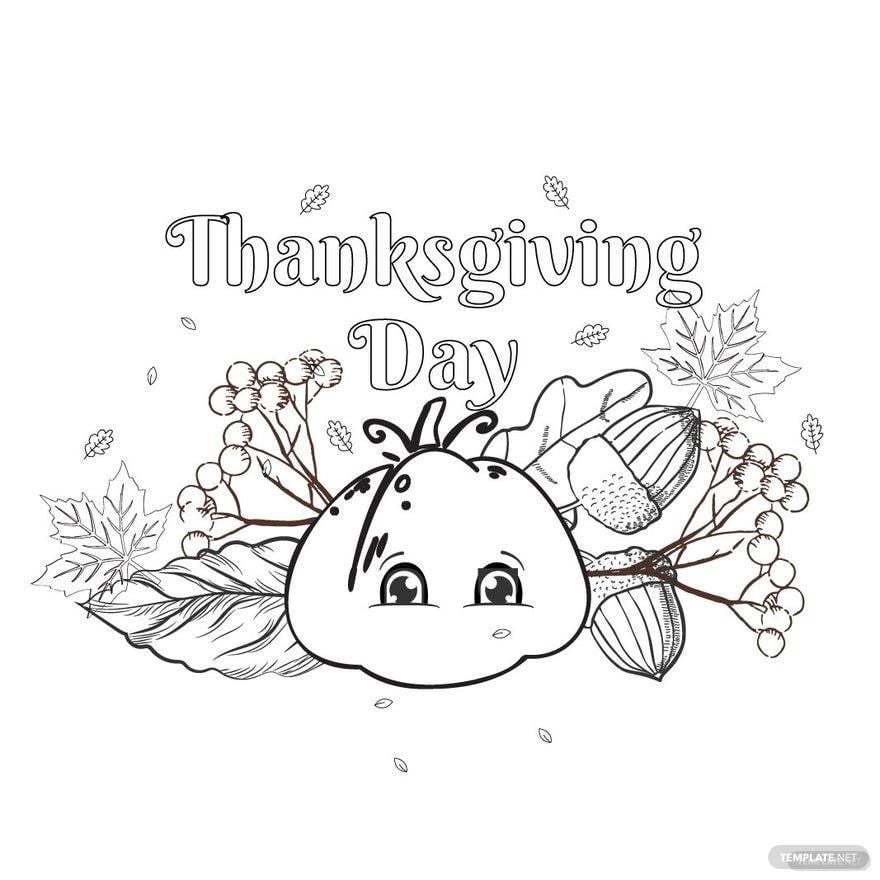 Free Cute Thanksgiving Day Drawing in Illustrator, PSD, EPS, SVG, JPG, PNG