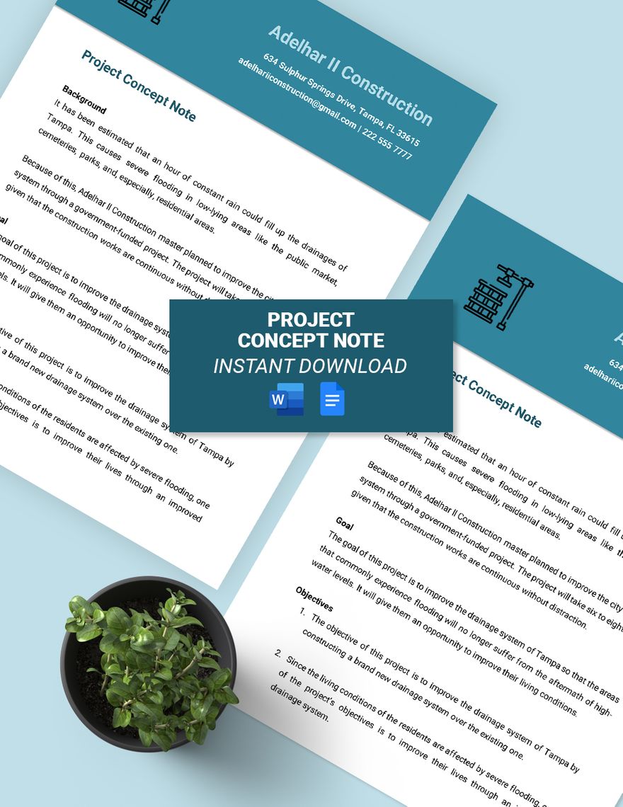 Project Concept Note Template in Word, Google Docs