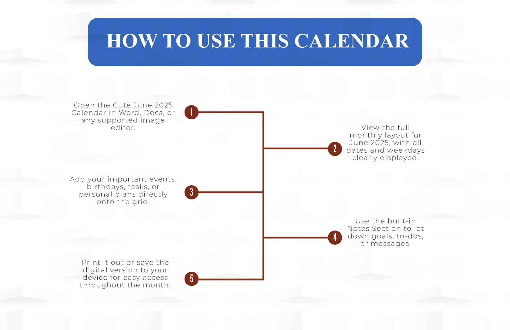 Cute June 2025 Calendar Template