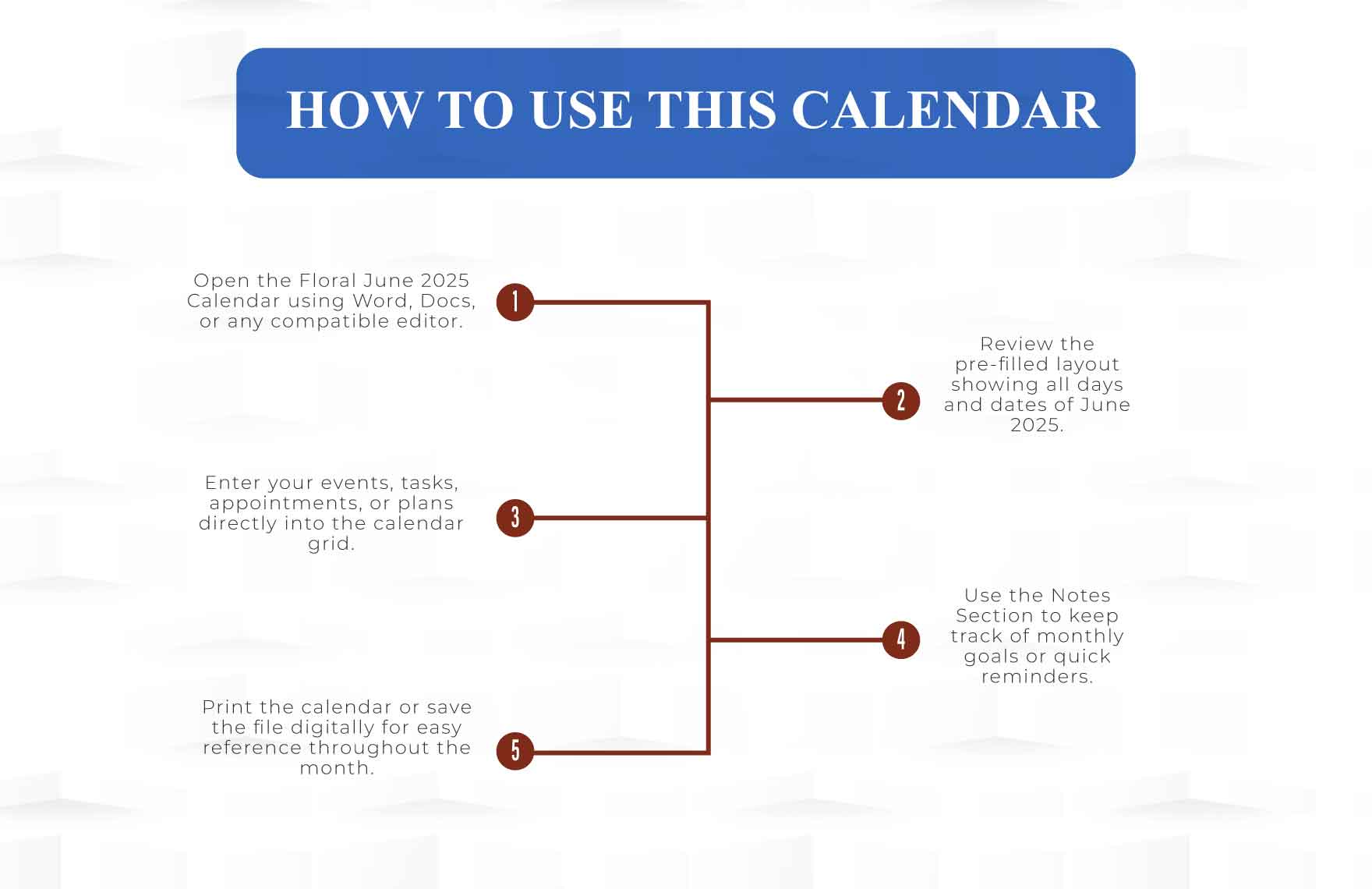 Floral June 2025 Calendar Template